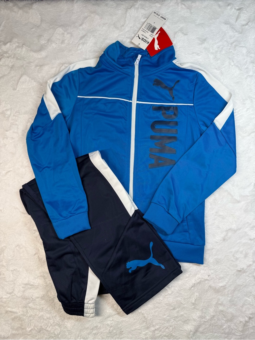 Puma Blue, Black & White Kids' Athletic Track Jacket and Pants Set